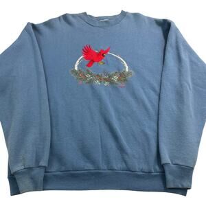 VTG 1995 Christmas Cardinal Bird Grandma Sweatshirt, Size XL, Hanes Activewear